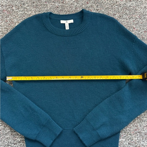 Banana Republic Merino Wool Luxury Teal Coastal Crew Neck Sweater XS Oversized - Picture 3 of 8